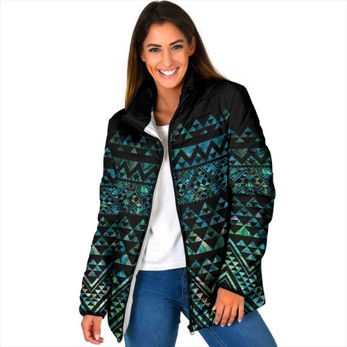 Maori Niho Taniwha Te Wheiao Padded Jacket Paua Shell - Aussie Hoodie