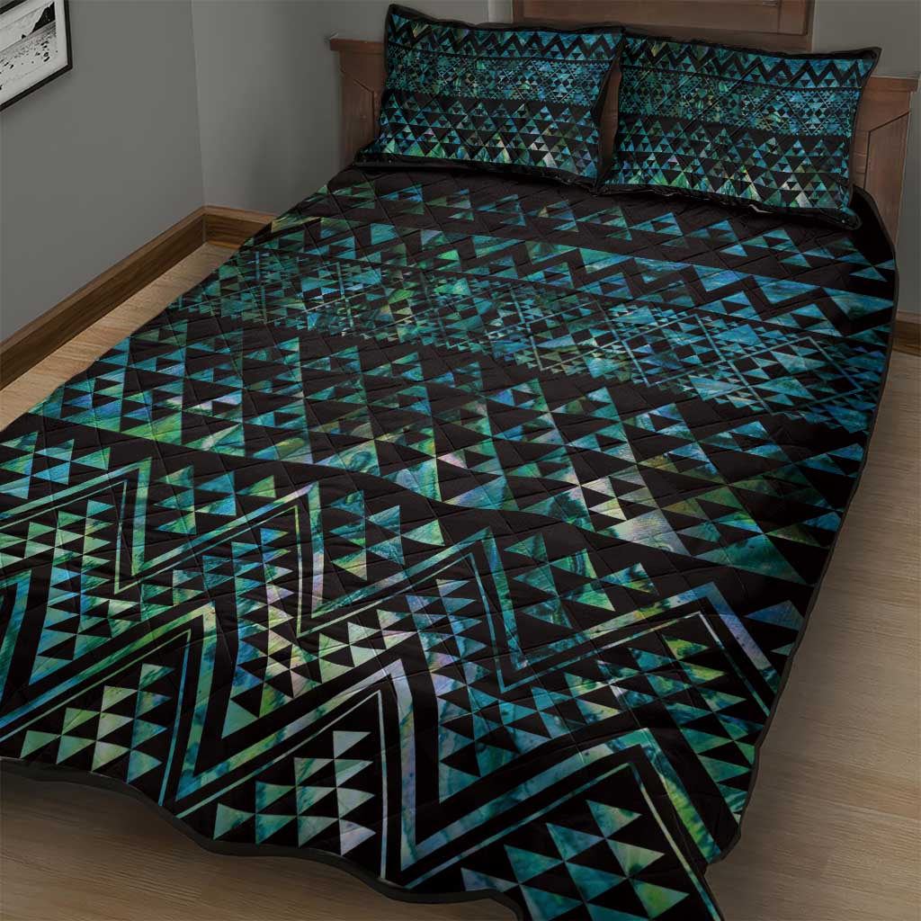 Maori Niho Taniwha Te Wheiao Quilt Bed Set Paua Shell - Aussie Hoodie