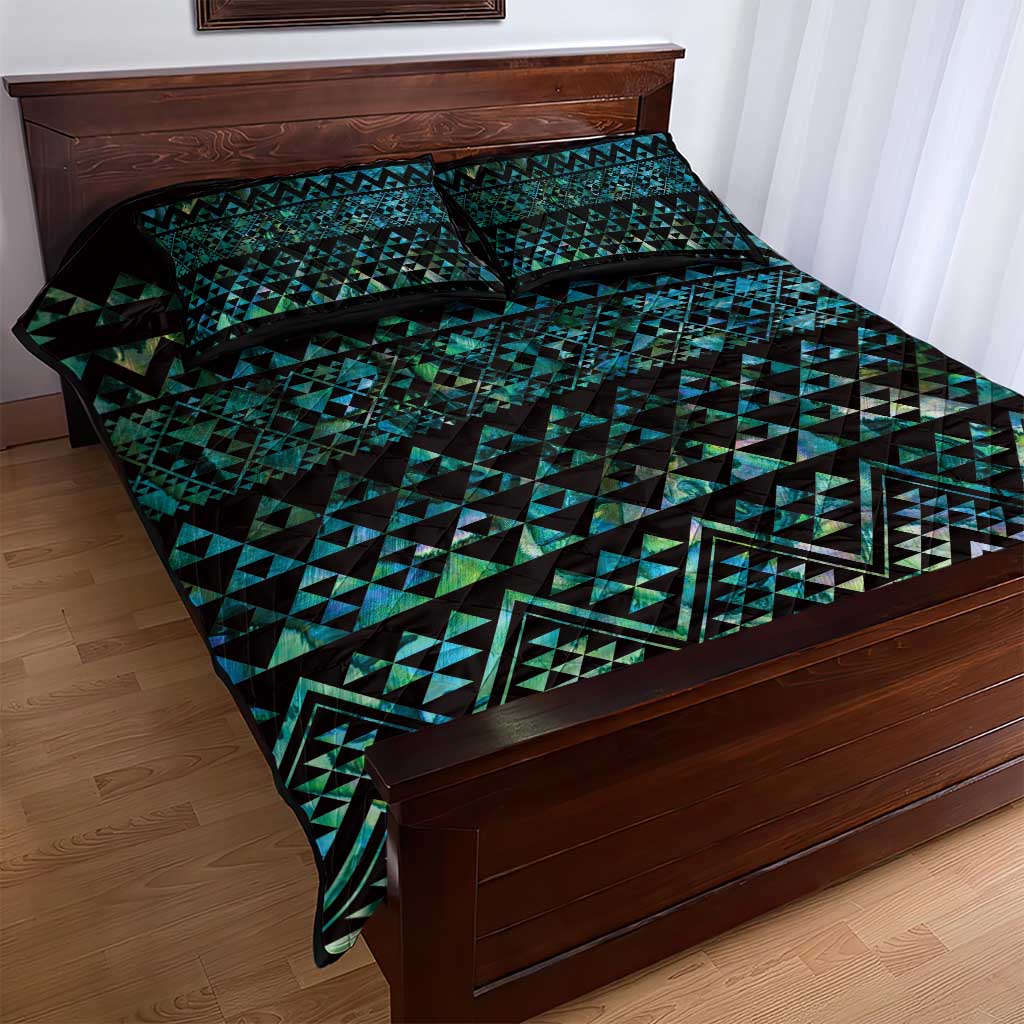 Maori Niho Taniwha Te Wheiao Quilt Bed Set Paua Shell - Aussie Hoodie