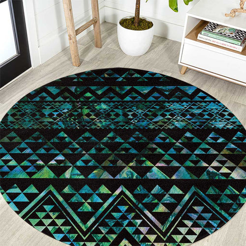 Maori Niho Taniwha Te Wheiao Round Carpet Paua Shell - Aussie Hoodie
