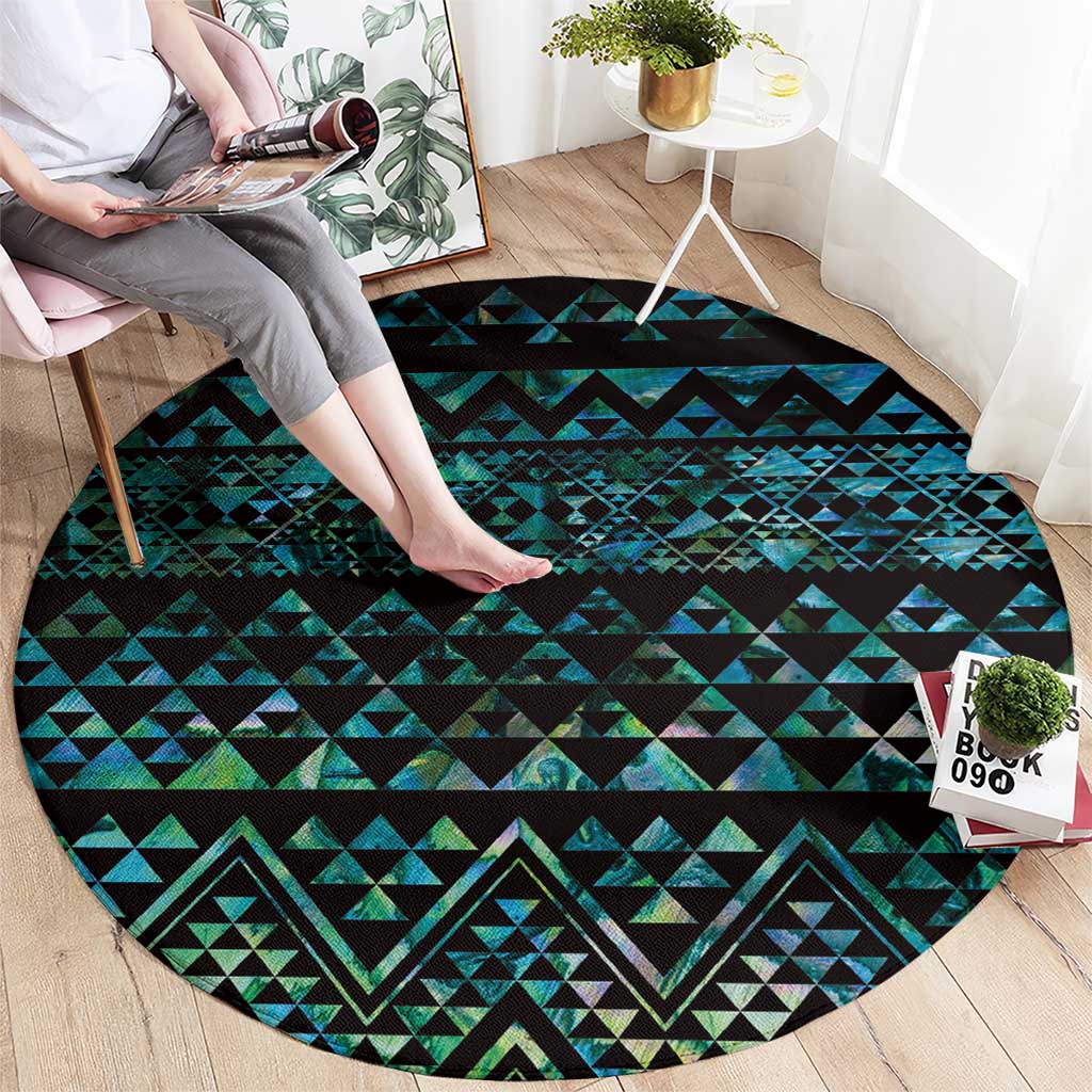 Maori Niho Taniwha Te Wheiao Round Carpet Paua Shell - Aussie Hoodie