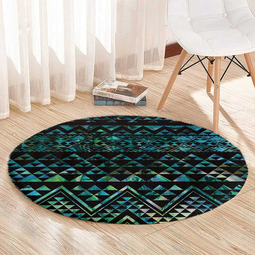 Maori Niho Taniwha Te Wheiao Round Carpet Paua Shell - Aussie Hoodie