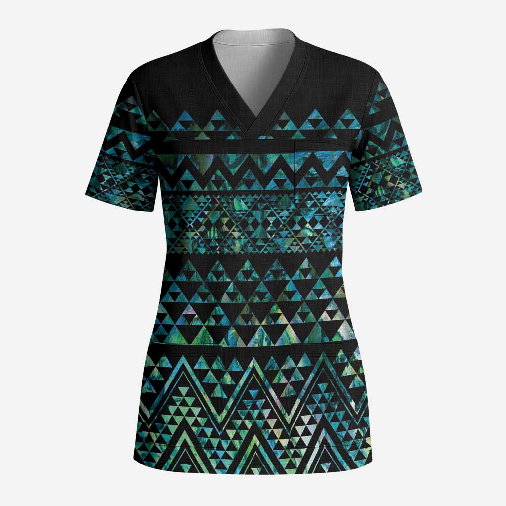 Maori Niho Taniwha Te Wheiao Scrub Top Paua Shell - Aussie Hoodie