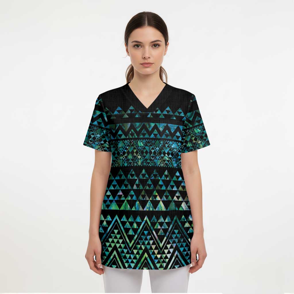 Maori Niho Taniwha Te Wheiao Scrub Top Paua Shell - Aussie Hoodie