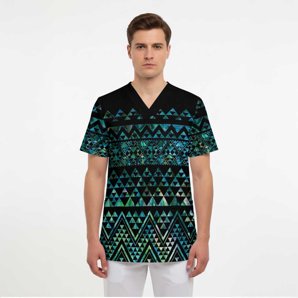 Maori Niho Taniwha Te Wheiao Scrub Top Paua Shell - Aussie Hoodie