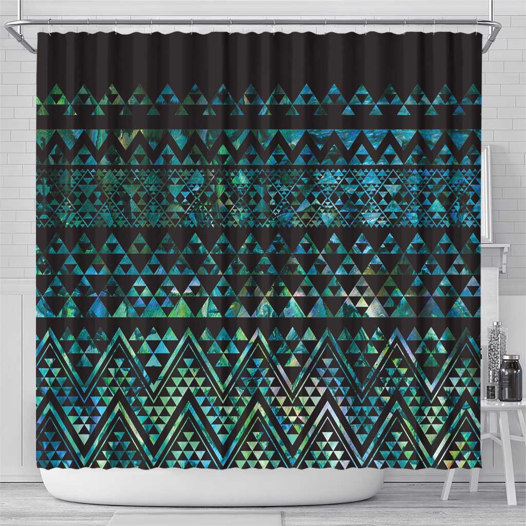 Maori Niho Taniwha Te Wheiao Shower Curtain Paua Shell - Aussie Hoodie