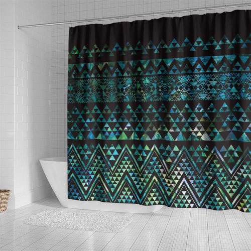 Maori Niho Taniwha Te Wheiao Shower Curtain Paua Shell - Aussie Hoodie