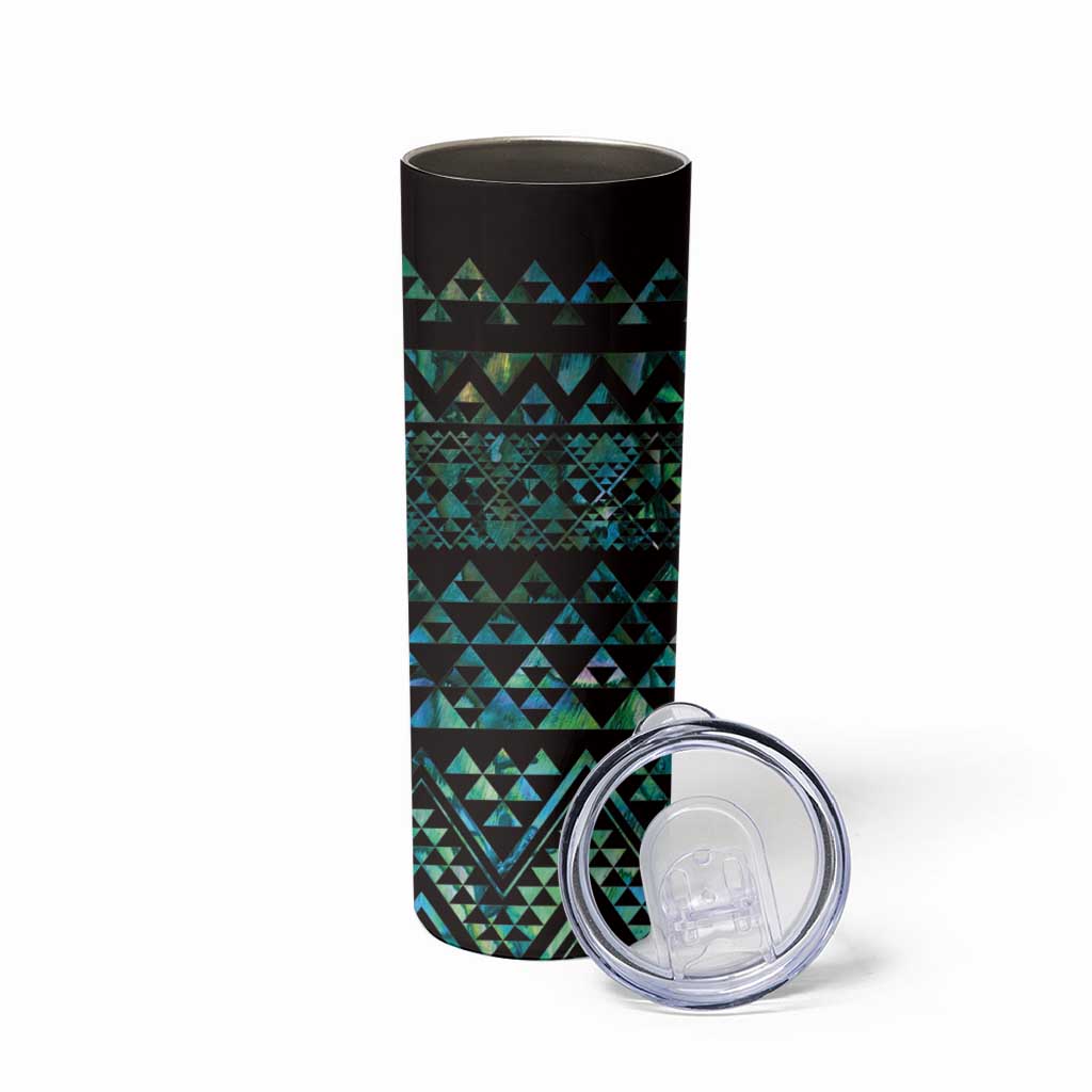 Maori Niho Taniwha Te Wheiao Skinny Tumbler Paua Shell - Aussie Hoodie