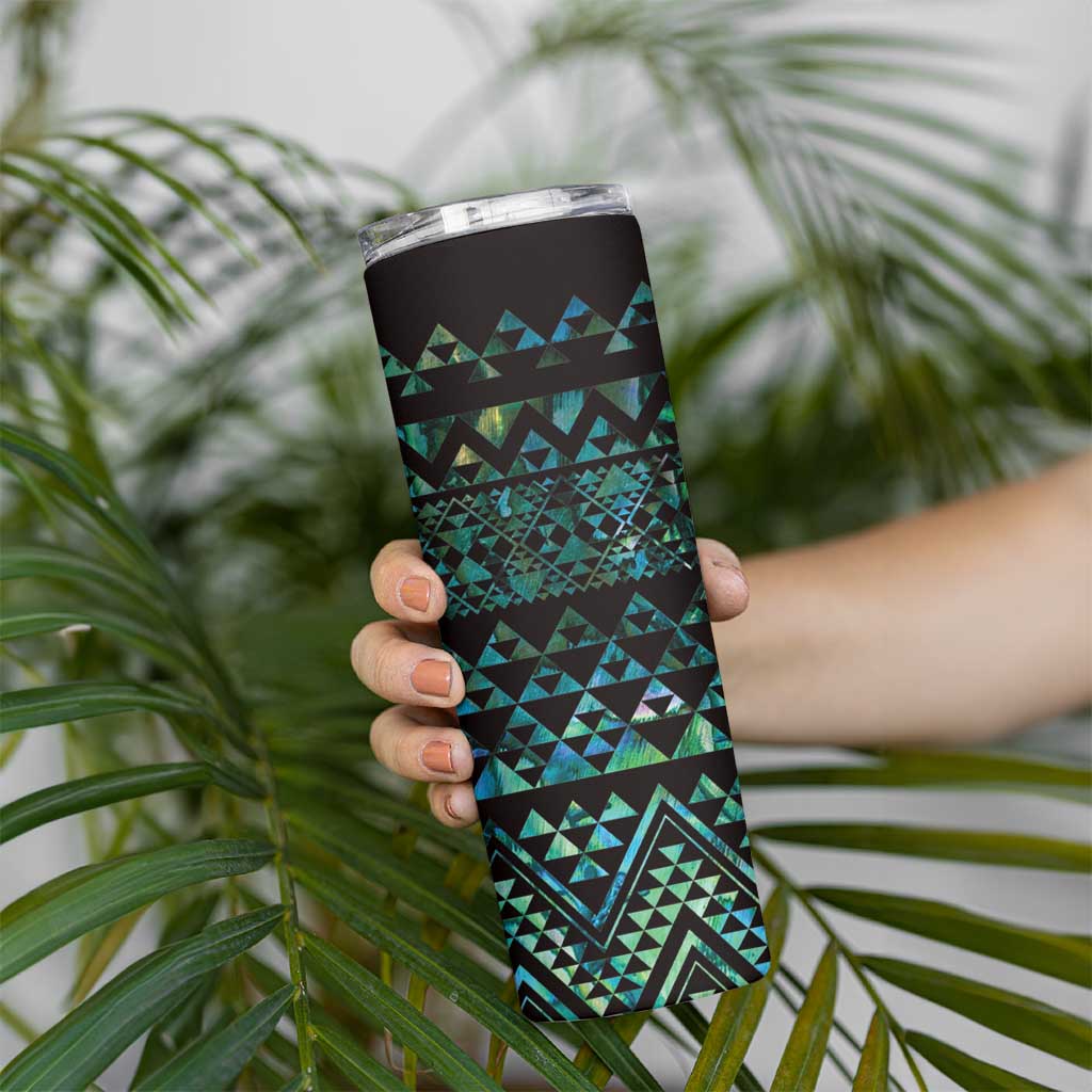 Maori Niho Taniwha Te Wheiao Skinny Tumbler Paua Shell - Aussie Hoodie