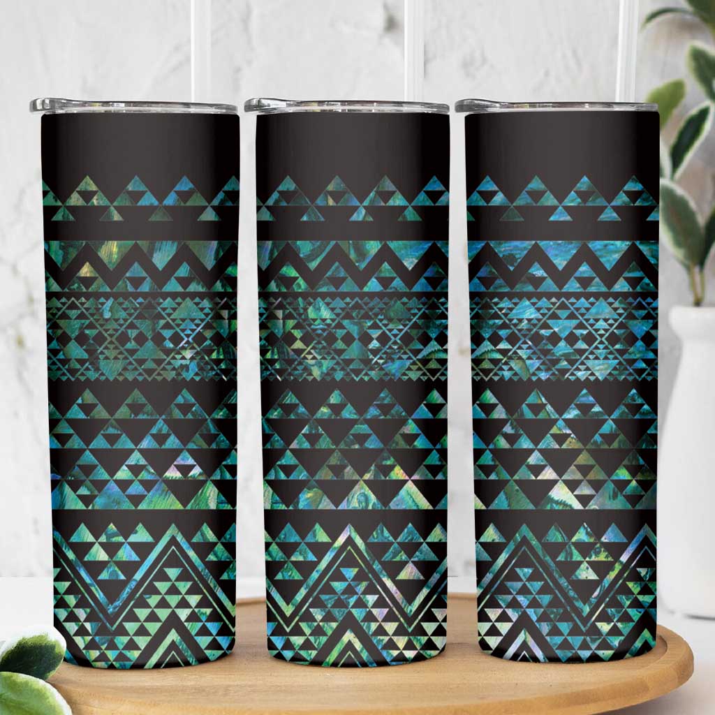 Maori Niho Taniwha Te Wheiao Skinny Tumbler Paua Shell - Aussie Hoodie