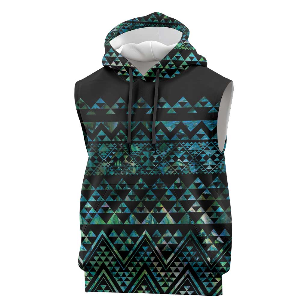 Maori Niho Taniwha Te Wheiao Sleeveless Hoodie Paua Shell - Aussie Hoodie