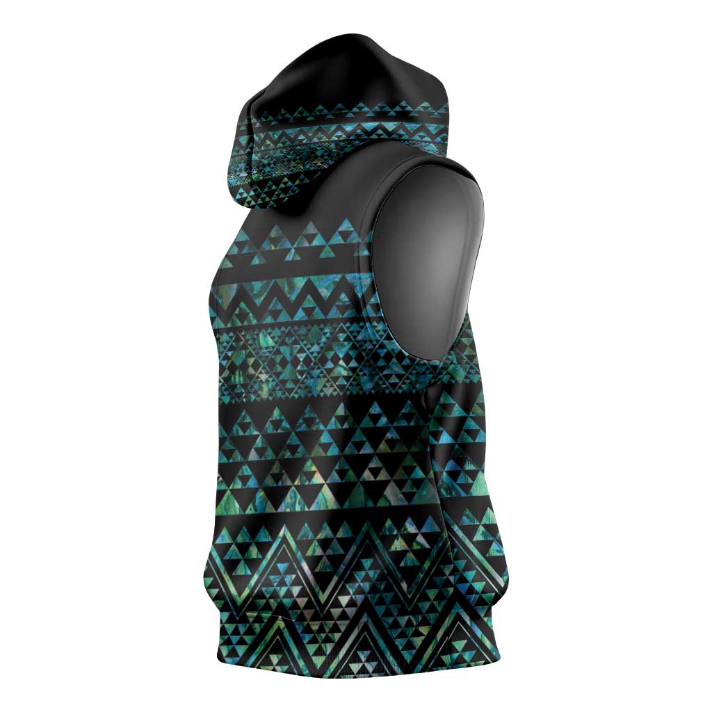 Maori Niho Taniwha Te Wheiao Sleeveless Hoodie Paua Shell - Aussie Hoodie