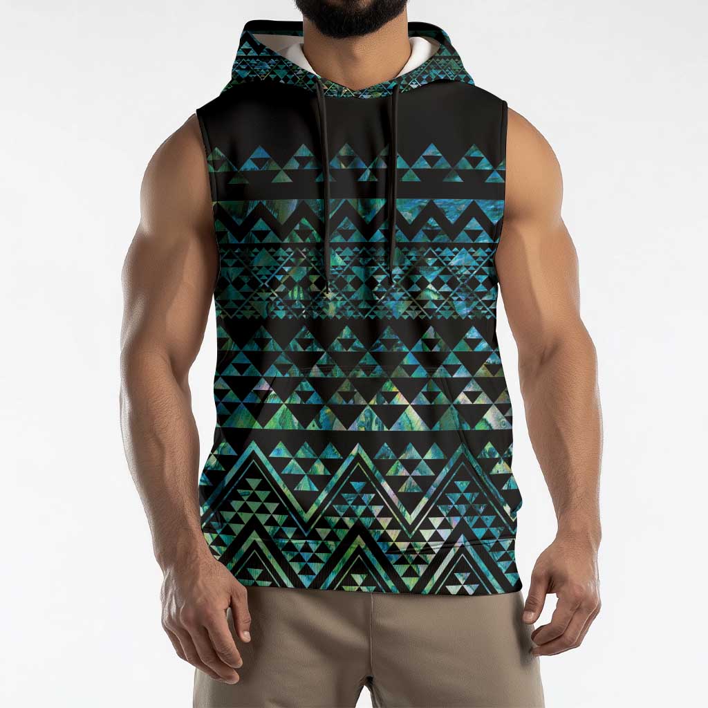 Maori Niho Taniwha Te Wheiao Sleeveless Hoodie Paua Shell - Aussie Hoodie