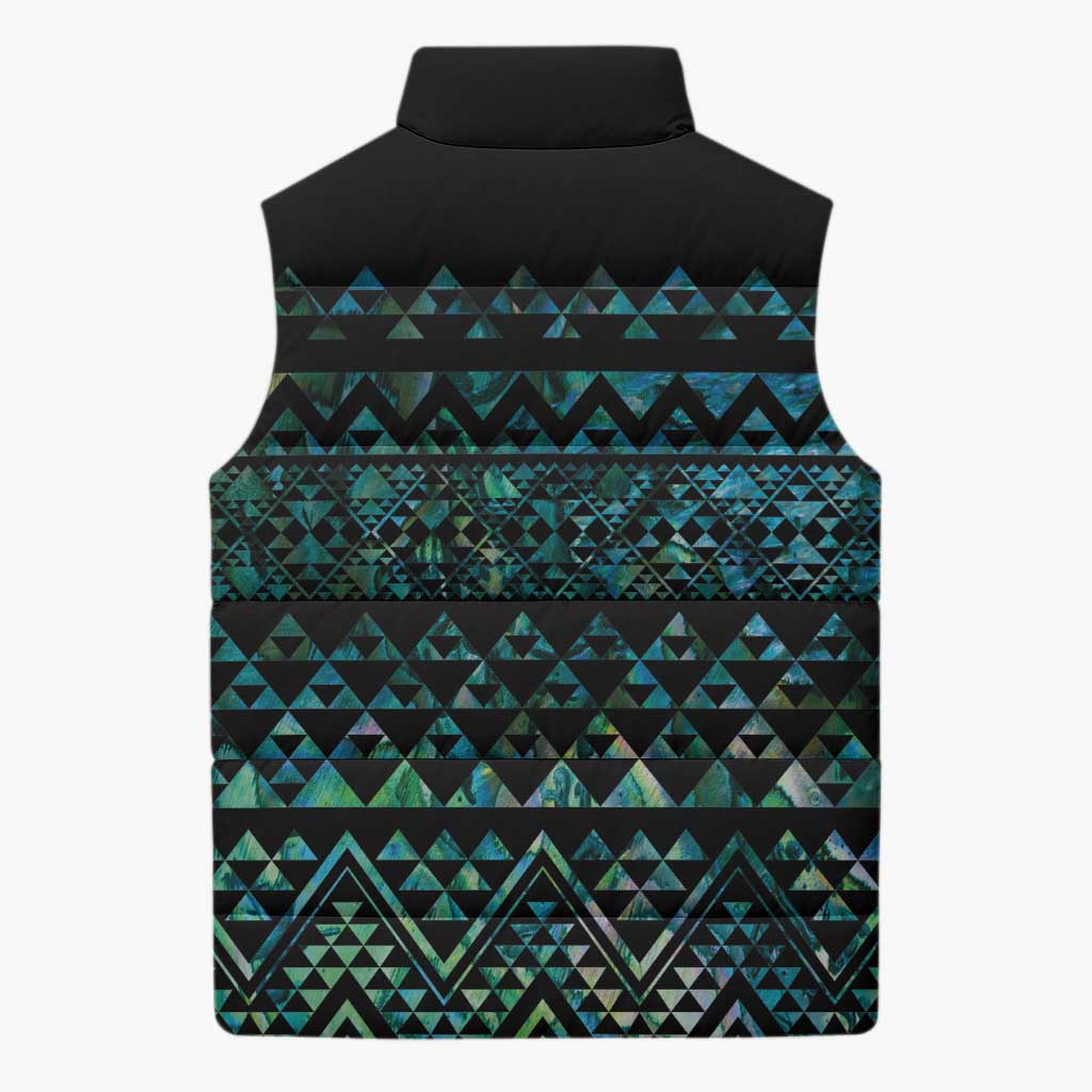 Maori Niho Taniwha Te Wheiao Sleeveless Puffer Jacket Paua Shell - Aussie Hoodie