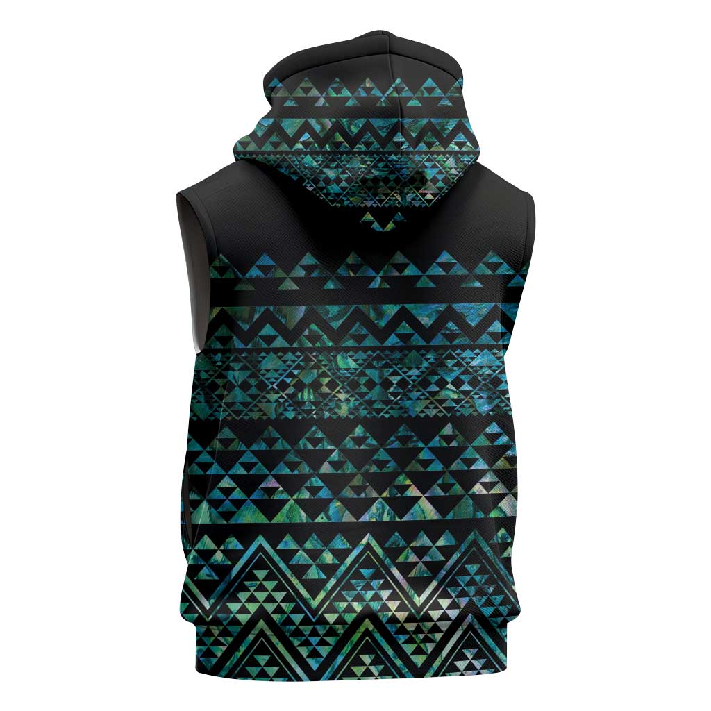 Maori Niho Taniwha Te Wheiao Sleeveless Zip Hoodie Paua Shell LT7