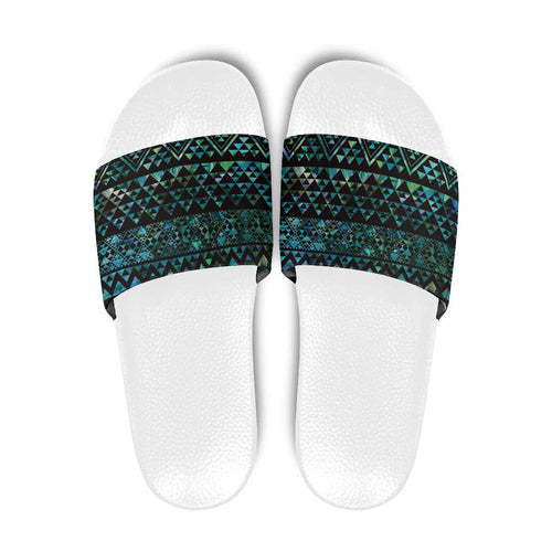 Maori Niho Taniwha Te Wheiao Slide Sandals Paua Shell - Aussie Hoodie