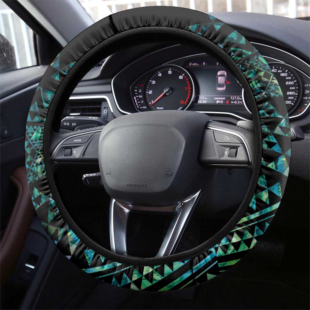 Maori Niho Taniwha Te Wheiao Steering Wheel Cover Paua Shell - Aussie Hoodie