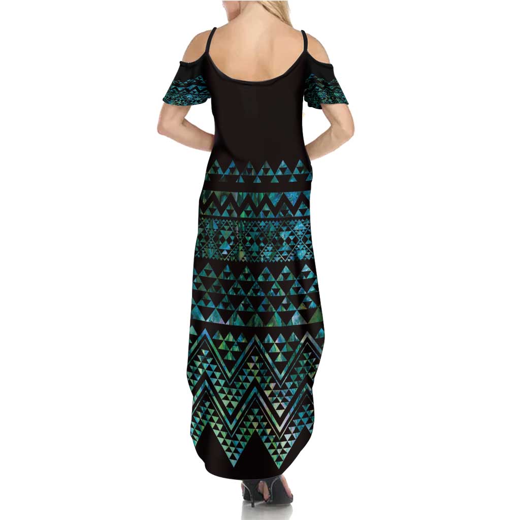 Maori Niho Taniwha Te Wheiao Summer Maxi Dress Paua Shell - Aussie Hoodie