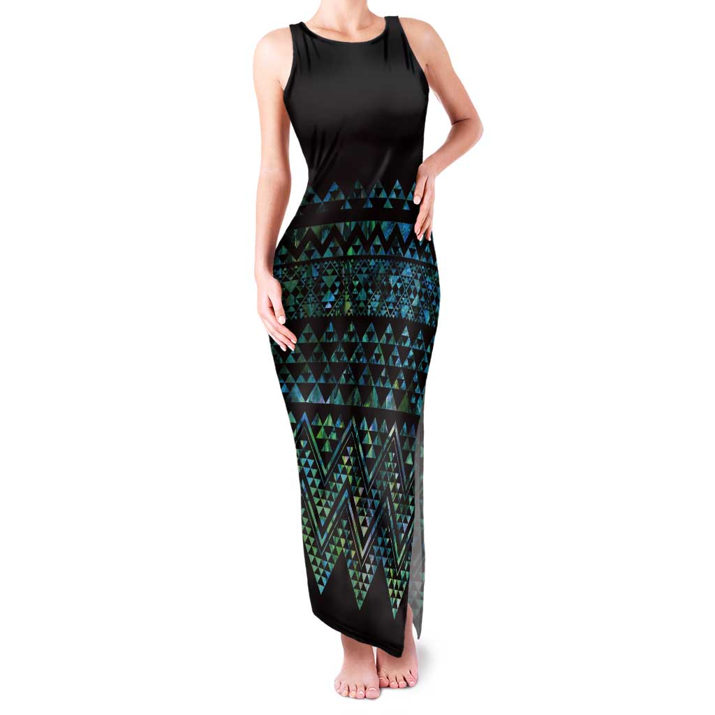Maori Niho Taniwha Te Wheiao Tank Maxi Dress Paua Shell - Aussie Hoodie
