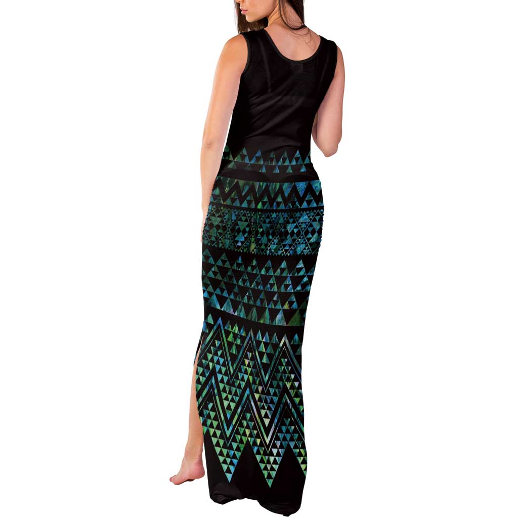 Maori Niho Taniwha Te Wheiao Tank Maxi Dress Paua Shell - Aussie Hoodie