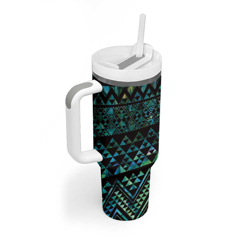 Maori Niho Taniwha Te Wheiao Tumbler With Handle Paua Shell - Aussie Hoodie