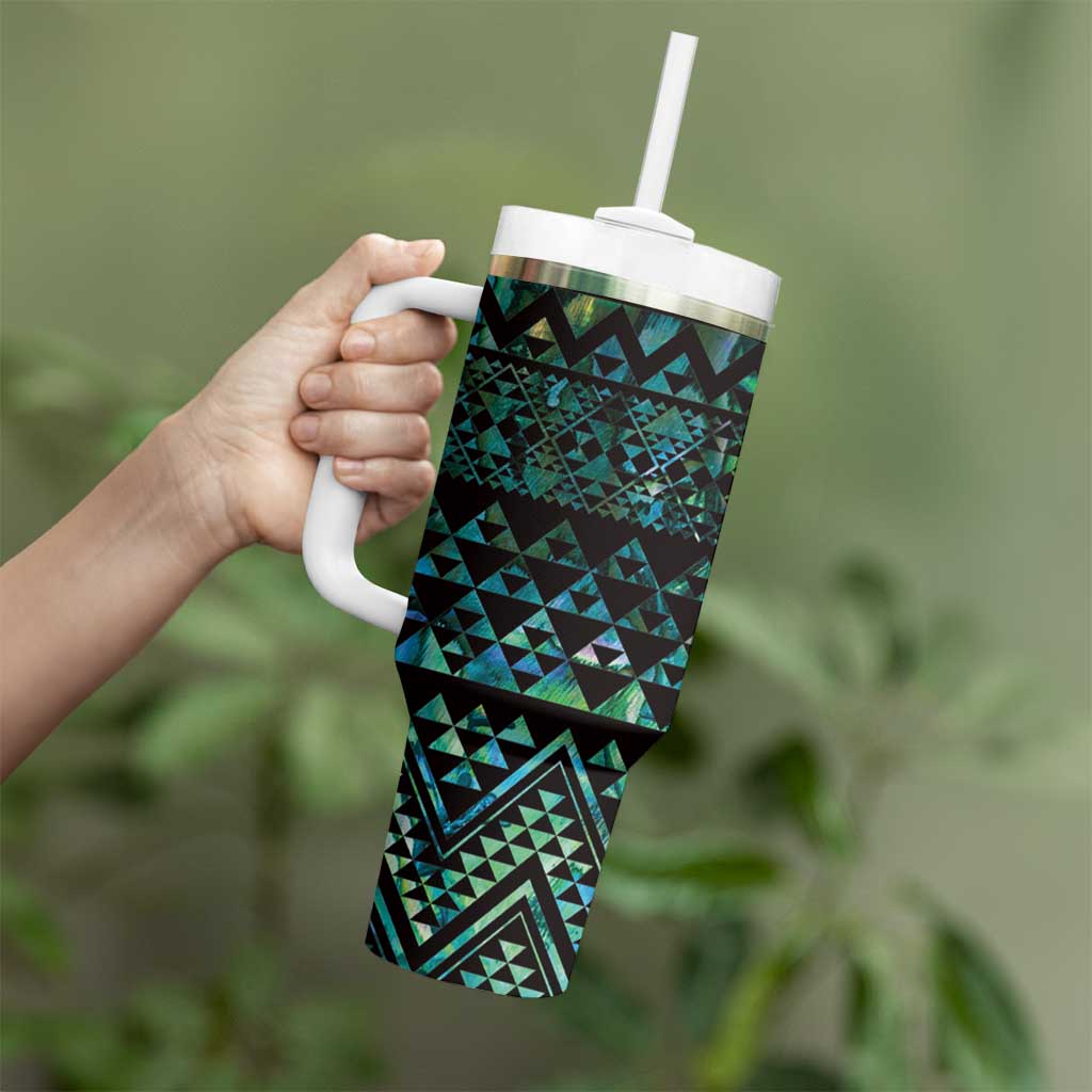 Maori Niho Taniwha Te Wheiao Tumbler With Handle Paua Shell - Aussie Hoodie