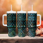 Maori Niho Taniwha Te Wheiao Tumbler With Handle Paua Shell - Aussie Hoodie
