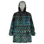 Maori Niho Taniwha Te Wheiao Wearable Blanket Hoodie Paua Shell - Aussie Hoodie