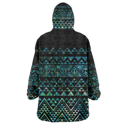 Maori Niho Taniwha Te Wheiao Wearable Blanket Hoodie Paua Shell - Aussie Hoodie