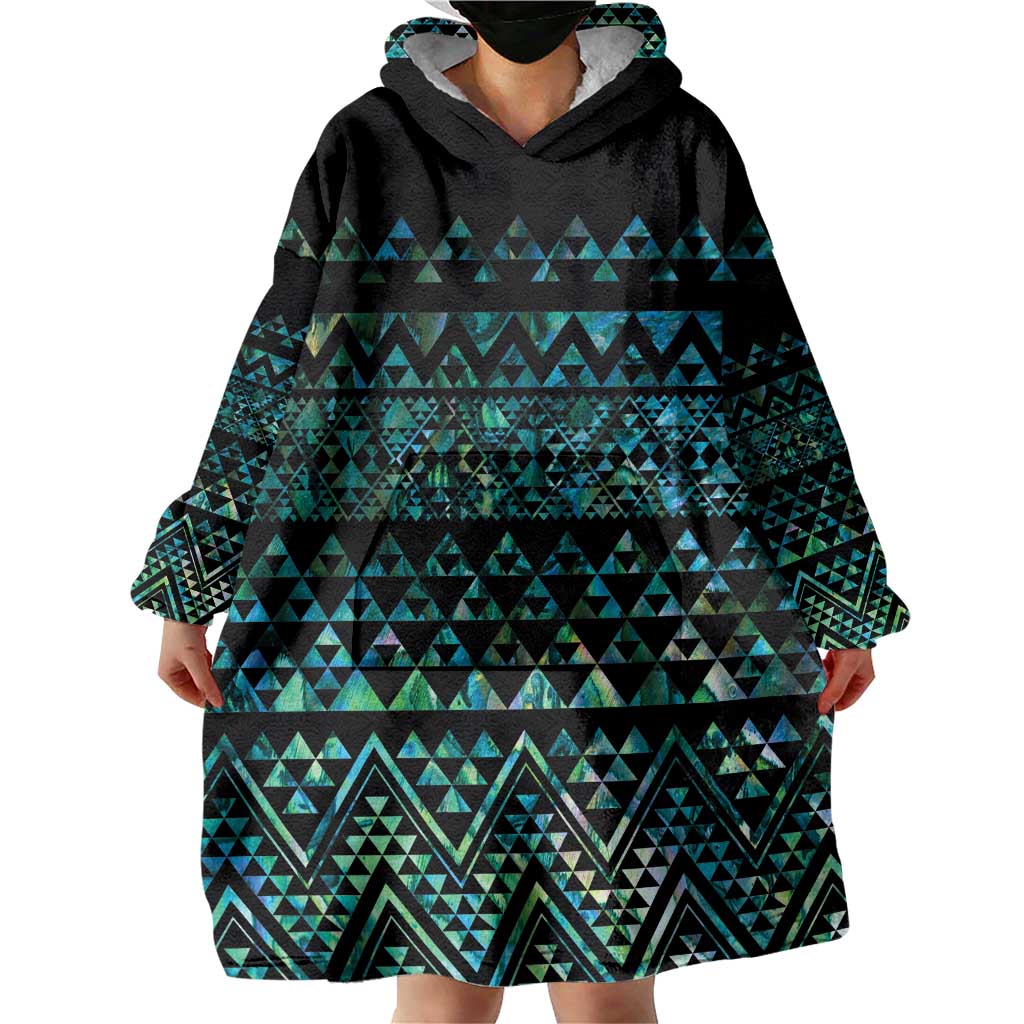 Maori Niho Taniwha Te Wheiao Wearable Blanket Hoodie Paua Shell - Aussie Hoodie