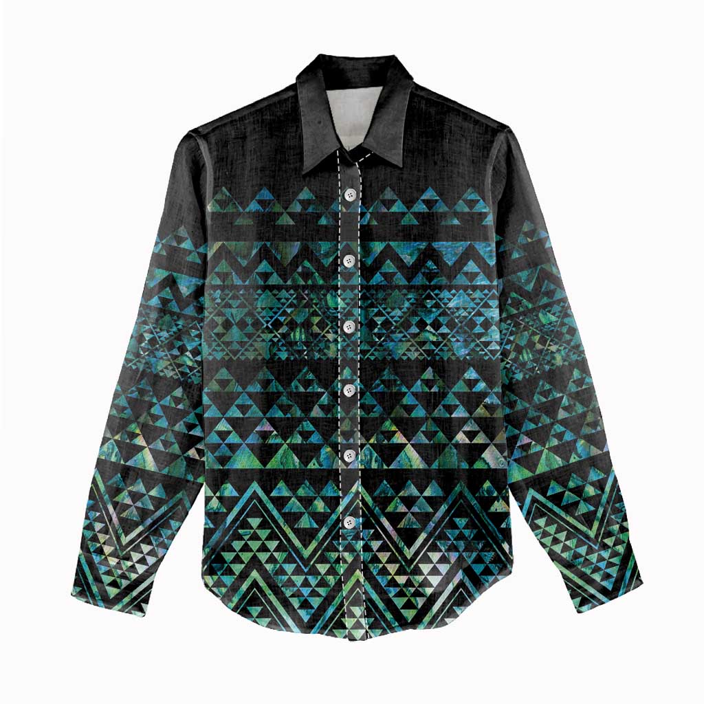 Maori Niho Taniwha Te Wheiao Women Casual Shirt Paua Shell - Aussie Hoodie
