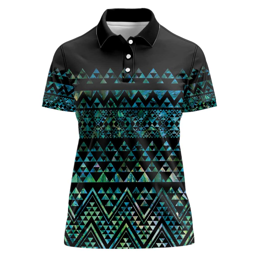 Maori Niho Taniwha Te Wheiao Women Polo Shirt Paua Shell - Aussie Hoodie