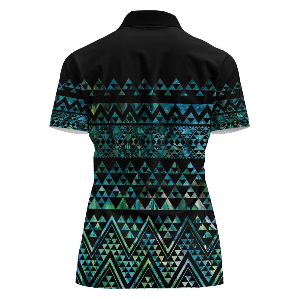 Maori Niho Taniwha Te Wheiao Women Polo Shirt Paua Shell - Aussie Hoodie