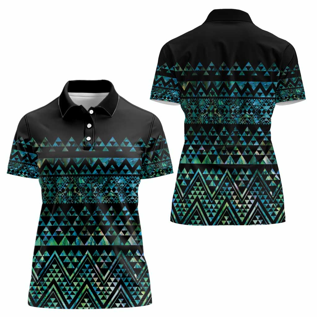 Maori Niho Taniwha Te Wheiao Women Polo Shirt Paua Shell - Aussie Hoodie