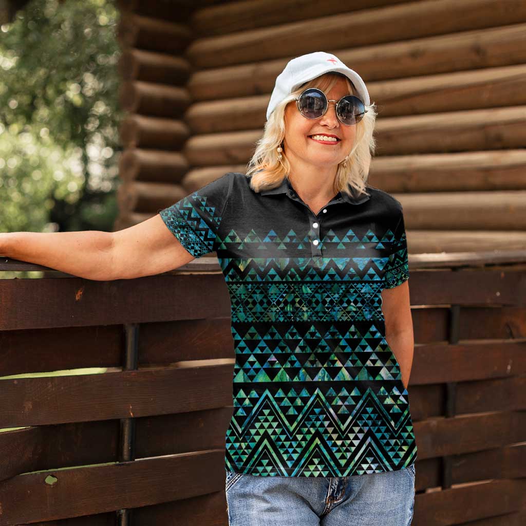 Maori Niho Taniwha Te Wheiao Women Polo Shirt Paua Shell - Aussie Hoodie