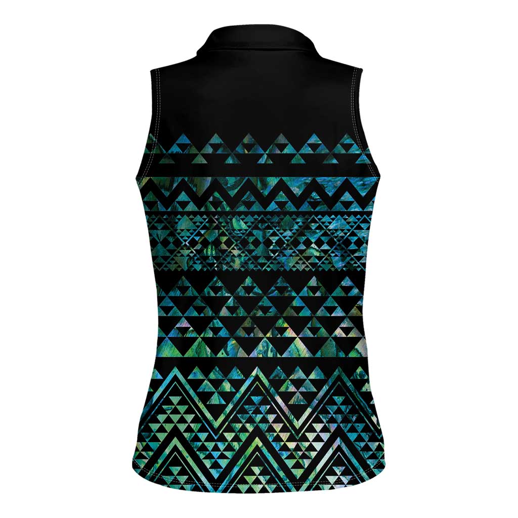 Maori Niho Taniwha Te Wheiao Women Sleeveless Polo Shirt Paua Shell - Aussie Hoodie