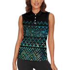 Maori Niho Taniwha Te Wheiao Women Sleeveless Polo Shirt Paua Shell - Aussie Hoodie
