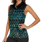 Maori Niho Taniwha Te Wheiao Women Sleeveless Polo Shirt Paua Shell - Aussie Hoodie