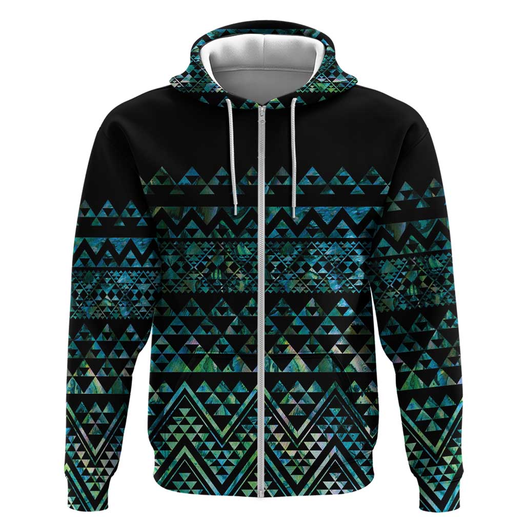 Maori Niho Taniwha Te Wheiao Zip Hoodie Paua Shell - Aussie Hoodie