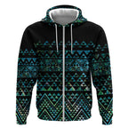 Maori Niho Taniwha Te Wheiao Zip Hoodie Paua Shell - Aussie Hoodie