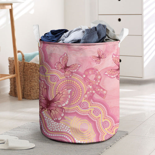 Dreamy Butterfly Collar Australia Breast Cancer Pink Laundry Basket Indigenous Art