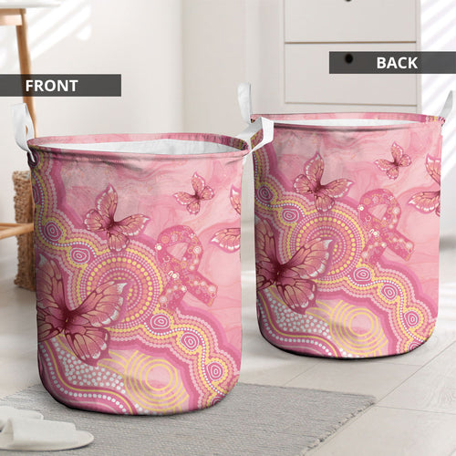 Dreamy Butterfly Collar Australia Breast Cancer Pink Laundry Basket Indigenous Art