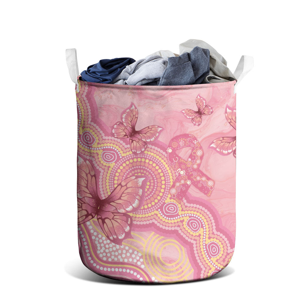 Dreamy Butterfly Collar Australia Breast Cancer Pink Laundry Basket Indigenous Art
