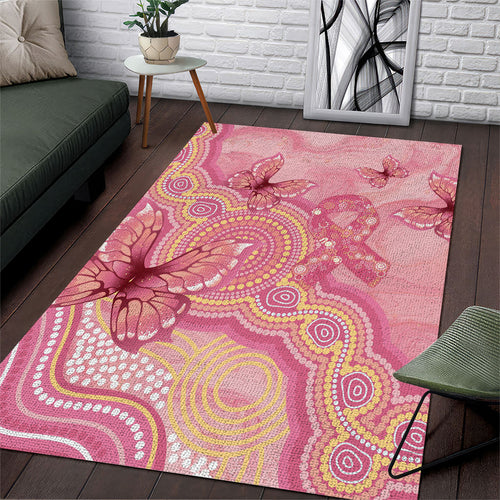 Dreamy Butterfly Collar Australia Breast Cancer Pink Area Rug Indigenous Art