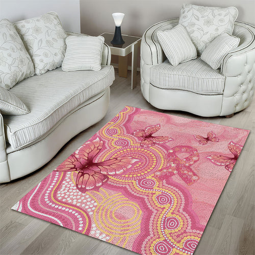 Dreamy Butterfly Collar Australia Breast Cancer Pink Area Rug Indigenous Art