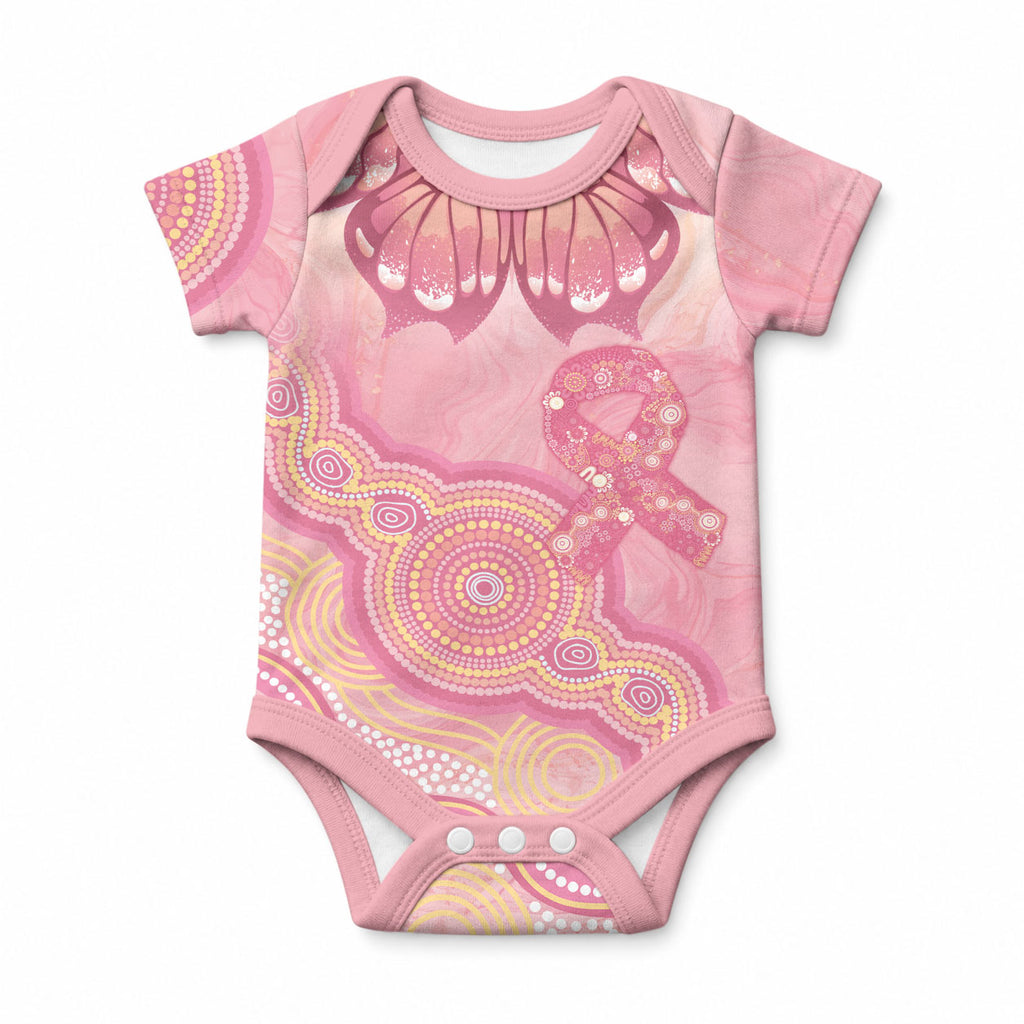 Dreamy Butterfly Collar Australia Breast Cancer Pink Baby Onesie Indigenous Art