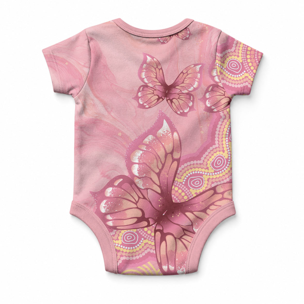 Dreamy Butterfly Collar Australia Breast Cancer Pink Baby Onesie Indigenous Art