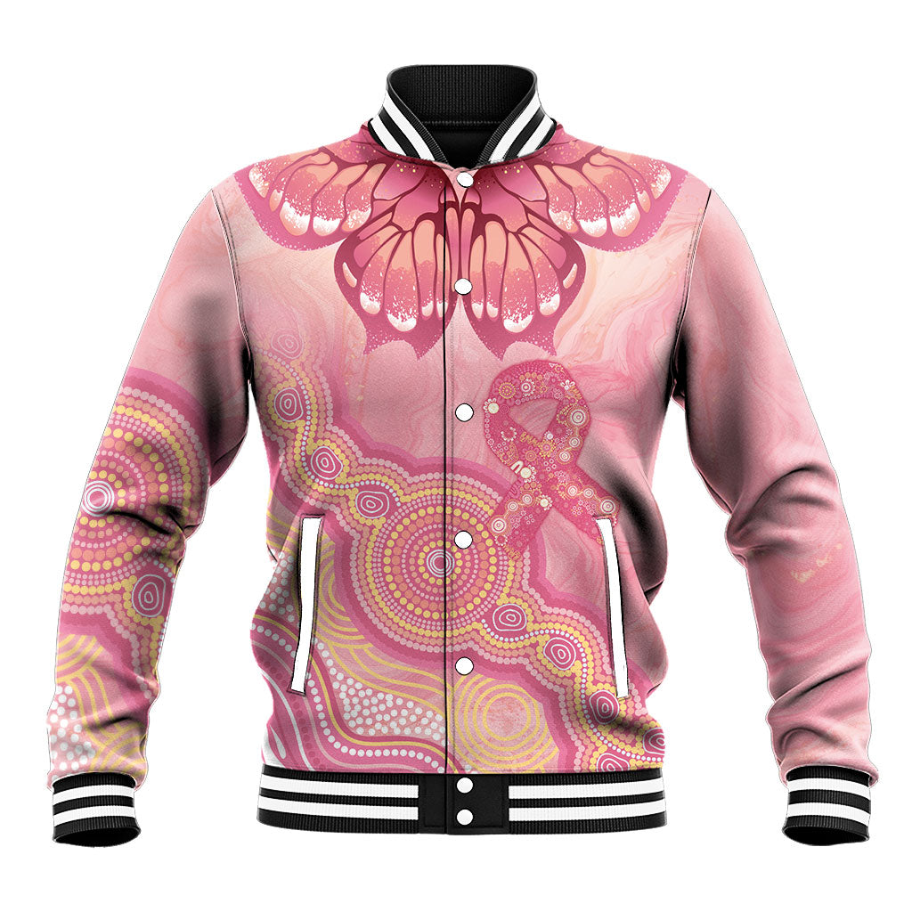 Dreamy Butterfly Collar Australia Breast Cancer Pink Baseball Jacket Indigenous Art