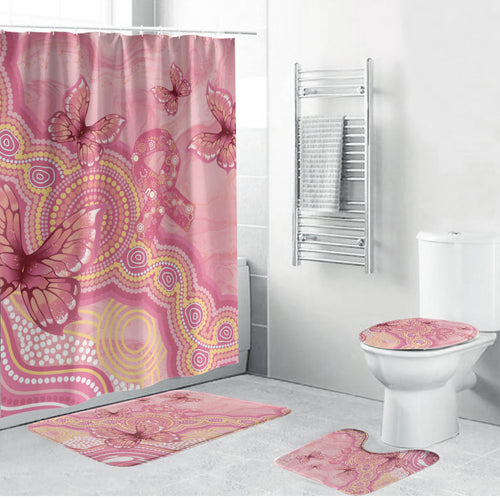 Dreamy Butterfly Collar Australia Breast Cancer Pink Bathroom Set Indigenous Art