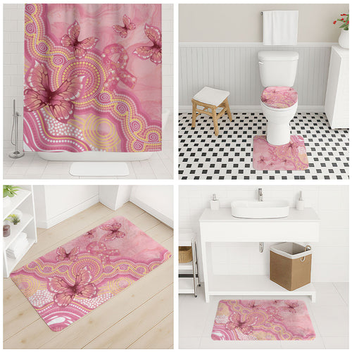Dreamy Butterfly Collar Australia Breast Cancer Pink Bathroom Set Indigenous Art